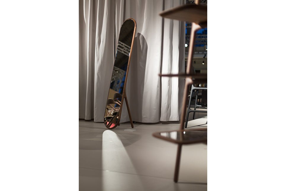 MARSHALL Designer Spiegel freistehend mit Massivholzrahmen